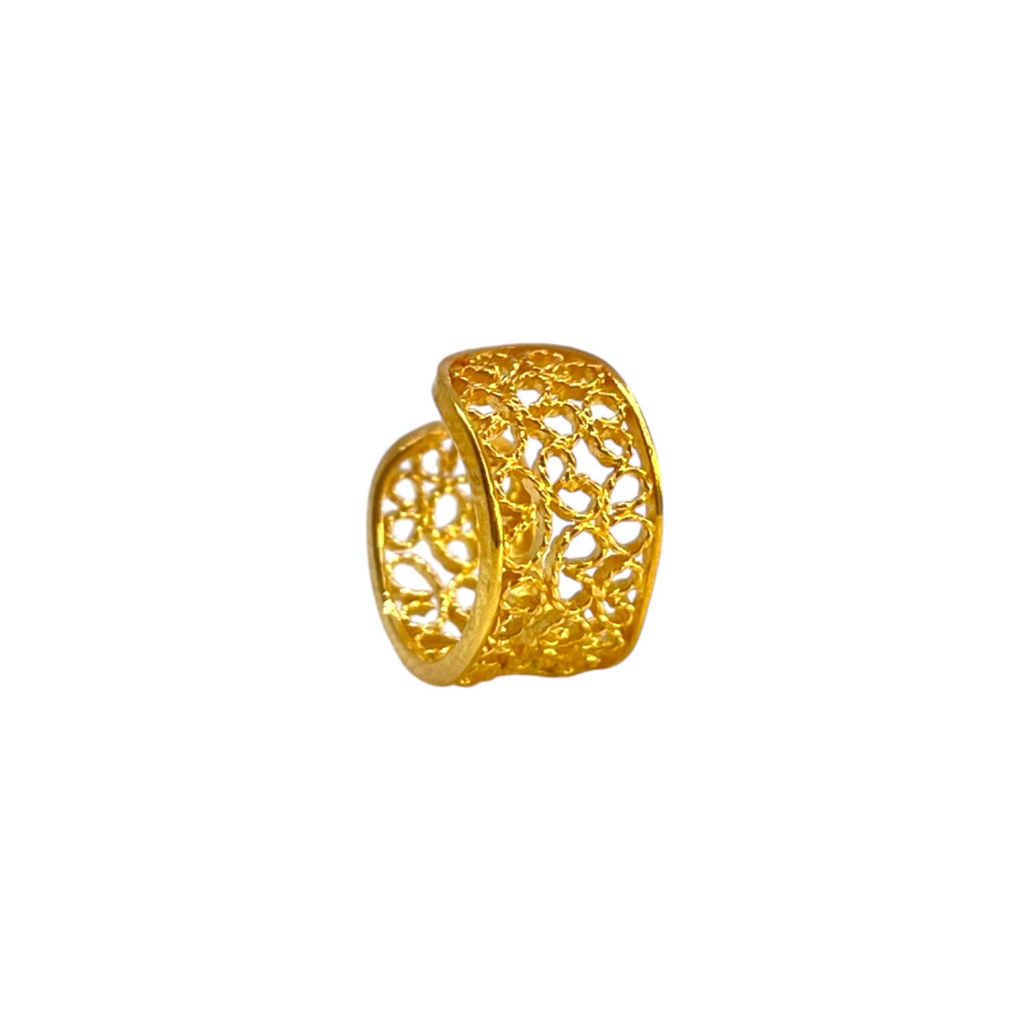 Earcuff Rectangular de Caracolas en baño de Oro 24 K