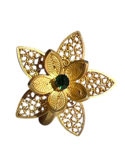 Anillo Lirios con baño en Oro de 24 k