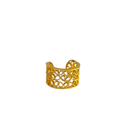 Earcuff Rectangular de Caracolas en baño de Oro 24 K