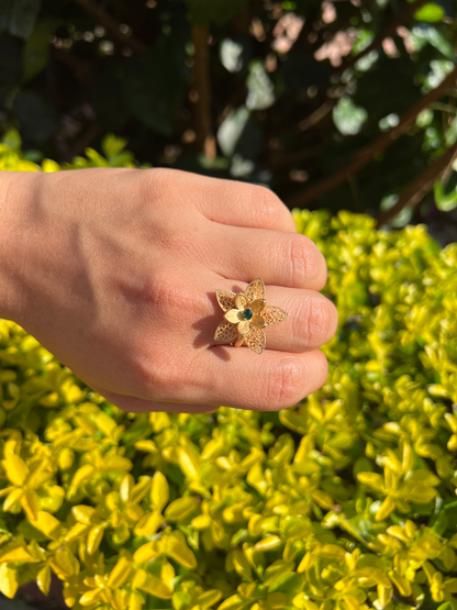 Anillo Lirios con baño en Oro de 24 k