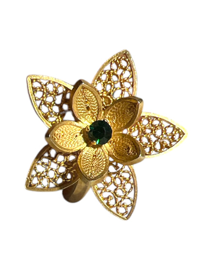 Anillo Lirios con baño en Oro de 24 k