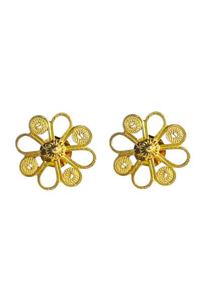 Aretes de Girasoles con Baño en Oro 24 K